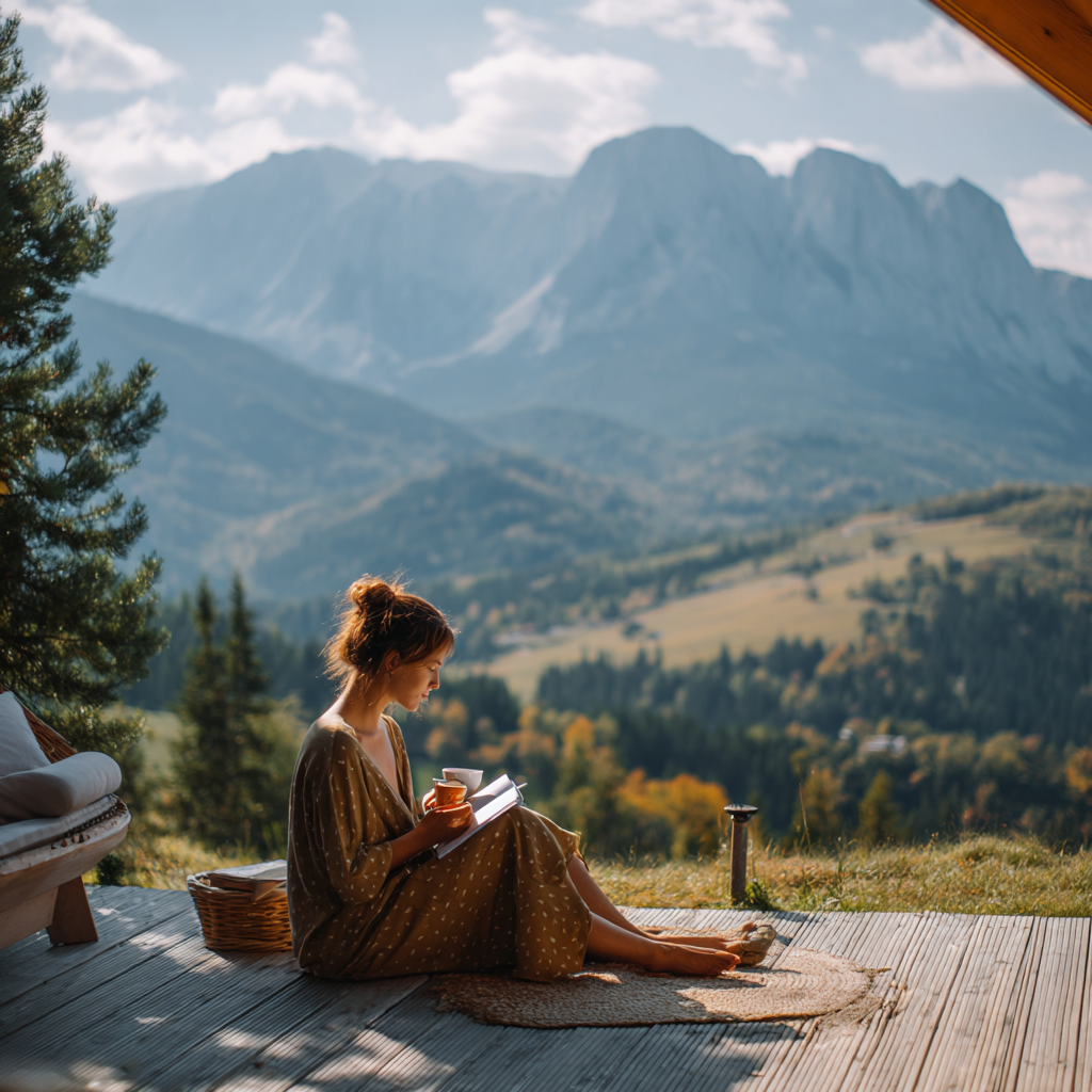 Жінка практикує йогу на природі